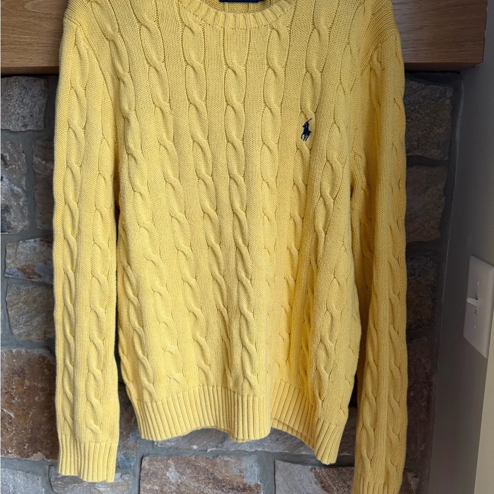 Polo Ralph Lauren Men's Yellow Cable-Knit Sweater Size L